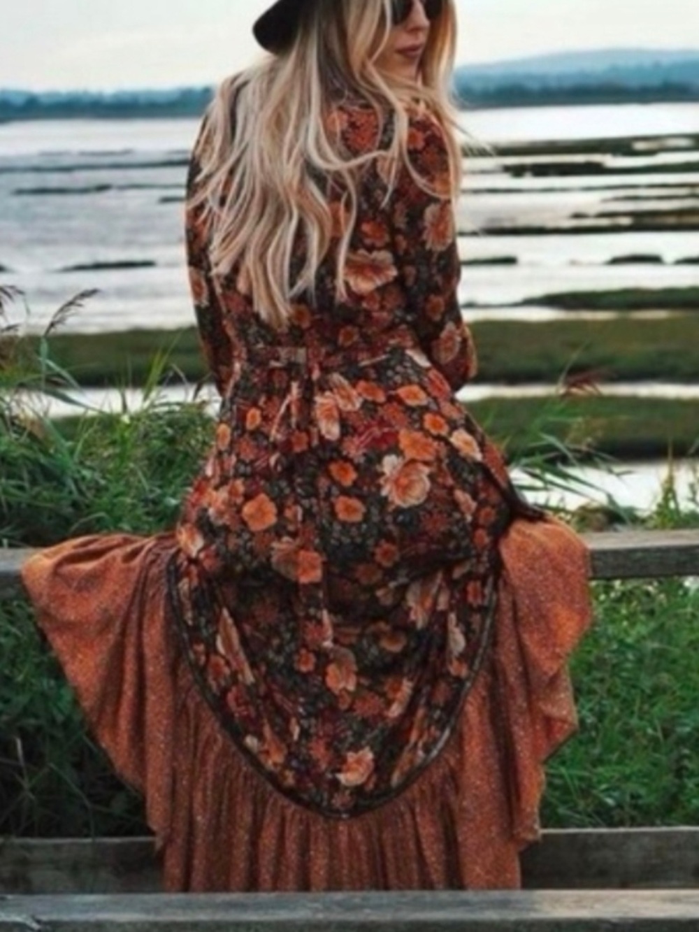 FARM Rio Floral Wrap Maxi Dress in Rust Floral - Picture 3 of 5